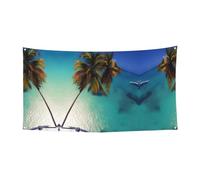 Beach Coconut Sunshine Bandiera da appendere con stampa natalizia - 177,8 x 88,9 cm - Festone per Natale, compleanno, festa