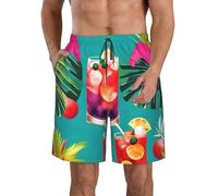 Beach Costume da Bagno Tropical Cocktails con Taschino Boxer Mare Uomo Traspirante Short Mare Corti da Spiaggia per Sportiva Piscina Estivo 3XL