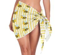 Beach Cover Ups per le Donne Alla Moda Striscia Giallo Api Costume Da Bagno Vestito per Vacanza Spiaggia Barhing Suit De Playas para, Api gialle a strisce, S