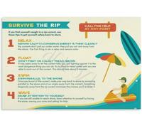 Beach Day Essentials Chart Canvas Wall Poster | Coastal Guide Wall-Art for Living Room Bedroom Decor(Framed,12x18inch(30x45cm))