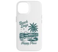 Beach Days Happy Place Retro Tropical Tramonto Palma Oceano Custodia per iPhone 14