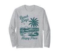 Beach Days Happy Place Retro Tropical Tramonto Palma Oceano Maglia a Manica