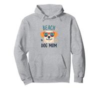 Beach Dog Mom: Carino Estate Cucciolo in Sfumature Felpa con Cappuccio, Unisex per Adulti, Grigio Melange, L
