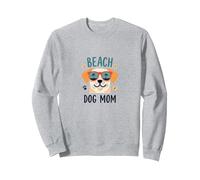 Beach Dog Mom: Carino Estate Cucciolo in Sfumature Felpa, Unisex per Adulti, Grigio Melange, L