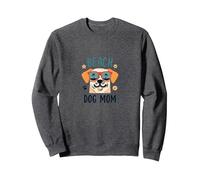 Beach Dog Mom: Carino Estate Cucciolo in Sfumature Felpa, Unisex per Adulti, Grigio Scuro, L