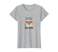Beach Dog Mom: Carino Estate Cucciolo in Sfumature Maglietta, Donna, Grigio Melange, L