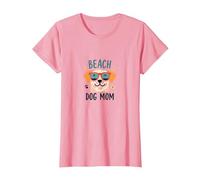 Beach Dog Mom: Carino Estate Cucciolo in Sfumature Maglietta, Donna, Rosa, L
