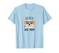 Beach Dog Mom: Carino Estate Cucciolo in Sfumature Maglietta, Uomo, Celeste, L