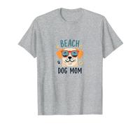 Beach Dog Mom: Carino Estate Cucciolo in Sfumature Maglietta, Uomo, Grigio Melange, L