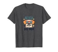 Beach Dog Mom: Carino Estate Cucciolo in Sfumature Maglietta, Uomo, Grigio Scuro, L
