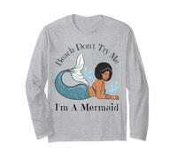 Beach Don't Try Me I'm A Mermaid Funny Black Sirene Donne Maglia a Manica