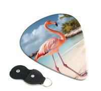 Beach Flamingo Confezione da 6 plettri per chitarra con supporto, plettri per chitarra personalizzati, antiscivolo, portatili, ukulele, basso, 0,71 mm, per amanti della chitarra acustica, regali