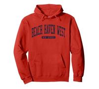 Beach Haven West New Jersey NJ College University Style Blu Felpa con Cappuccio