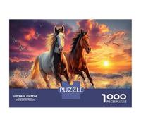 Beach Horses 1000 Pezzi Golden Sunset Puzzle Classico in Carta Pasta Premium Per Adulti, Sfida Impossibile E Difficile, Attività Per Giorni Di Pioggia 38x26cm/1000pcs