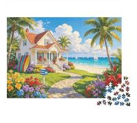Beach House 1000 Pezzi Puzzle Recycled Tropical Seaside Puzzle per Anziani Accessori per Gioco di Puzzle for Family And Friends Birthdays Great Gift 52x38cm/1000pcs
