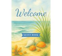 Beach House Guest Book for Visitors: For Vacation Rentals, AirBNB, VRBO, Rentals, Guest House, Cabins, Lake House, Blue Beach Themed Visitor Guest Book with Seashells, 7x10"