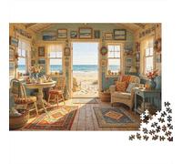 Beach House Interior Puzzle 1000 Pezzi Riciclato Material Coastal Summer Puzzle for Ragazzo & Ragazza Divertente Present & Attività for Home Ideal for Child‘s Birthday Regalo 70x50cm/1000pcs