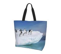 Beach in Sunset Time Borsa a tracolla con fantasia, organizer riutilizzabile, adatta per viaggi, palestra e yoga., Pinguino di montagna della, Taglia unica