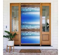 Beach In Sunset Time - Copertura decorativa per porta, perfetta per interni ed esterni, decorazioni natalizie