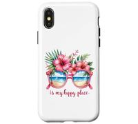 Beach Is My Happy Place, occhiali da sole con fiori di ibisco Custodia per iPhone X/XS