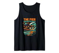Beach Life The Pier Huntington Beach Vintage Uomo Surfs Up Canotta
