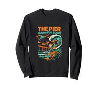 Beach Life The Pier Huntington Beach Vintage Uomo Surfs Up Felpa