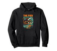 Beach Life The Pier Huntington Beach Vintage Uomo Surfs Up Felpa con Cappuccio