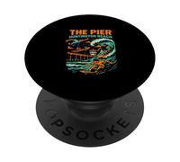Beach Life The Pier Huntington Beach Vintage Uomo Surfs Up PopSockets PopGrip Adesivo