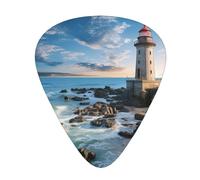 Beach Lighthouse, 12 plettri per chitarra, spessore 0,46 mm/0,71 mm/0,96 mm, con custodia per chitarra acustica-elettrica, ukulele, basso