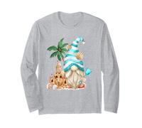Beach Lover with Flip Flops And Sand Castle Funny GNOME Maglia a Manica