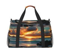 Beach Maui Hawaii Sunset Sea Waves Clouds Hand Travel Bag - Grande borsa riutilizzabile per la spesa, perfetta per attività all'aperto, sport, campeggio e generi alimentari, nero, Taglia unica