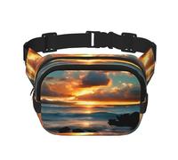 Beach Maui Hawaii Sunset Sea Waves Clouds Print Square Waist Purse Double Layer Fanny BagTrendy Travel Marsupio per uomini e donne, nero, taglia unica, Nero, One Size
