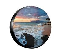 Beach Maui Hawaii Sunset Sea Waves Clouds Wheel Cover14-17 Pollici Copertura di Ricambio Pneumatico Fit Traile Rv Suv Camion Copertura Dura Pneumatico Duro Ruota Della Ruota Della Copertura Morbida
