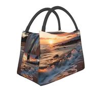 Beach Maui Hawaii Tramonto Onde del Mare Nuvole Borsa per il pranzo per donne uomini adulti Scatola termica per il pranzo riutilizzabile a prova di perdite Borsa per il pranzo grande capacità