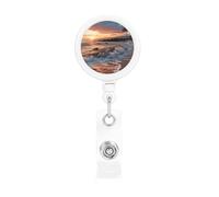 Beach Maui Hawaii Tramonto Onde del Mare Nuvole Porta badge retrattile con clip a coccodrillo portachiavi clip badge clip leggero retrattile badge bobine divertenti porta carte d'identità per