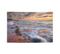 Beach Maui Hawaii Tramonto Onde del Mare Nuvole Stampato Striscione da Appendere per Halloween Festa di Natale - 120x180 CM Fotografia Sfondo Ghirlanda Arazzo da Parete per Compleanno, Decorazione per
