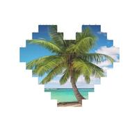 Beach Palm Tree Building Mattone Block Puzzle a forma di cuore, immagine personalizzata puzzle foto puzzle per adulti 3D micro blocchi di costruzione per la decorazione della casa set di mattoni