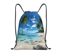 Beach Palm Tree Print Borsa Palestra Zainetto Moda Stringa Borsa con Coulisse per Donna Shopping Vacanze 36X42Cm