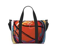 Beach Pier - Borsone da viaggio pieghevole da viaggio, con stampa di molo sulla spiaggia, borsa da viaggio per il fine settimana, per donne e uomini, Schizzo Colorato Basket, One Size, Borsone da