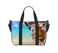 Beach Pier - Borsone da viaggio pieghevole da viaggio, con stampa di molo sulla spiaggia, borsa da viaggio per il fine settimana, per donne e uomini, Spiaggia Giraffa, One Size, Borsone da viaggio