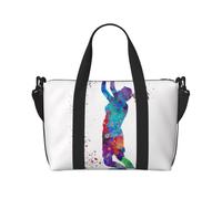 Beach Pier - Borsone da viaggio pieghevole da viaggio, con stampa di molo sulla spiaggia, borsa da viaggio per il fine settimana, per donne e uomini, Modello ragazza basket, One Size, Borsone da