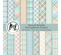 Beach Plaids Scrapbook Paper Pad: Ocean Colored Collage Papers, Pastel Gingham Craft Paper for DIY Card Making, Scrapbooking, Junk Journaling, Mixed ... Arts and Crafts for Kids, 8.5 x 8.5 inch