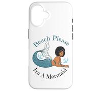 Beach Please I'm A Mermaid Funny Black Sirene Donne Ragazze Custodia per iPhone 16