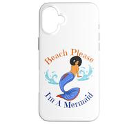 Beach Please I'm A Mermaid Funny Black Sirene Donne Ragazze Custodia per iPhone 16 Plus