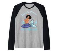 Beach Please I'm A Mermaid Funny Black Sirene Donne Ragazze Maglia con Maniche Raglan