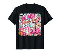 Beach Please I'm Spooky Pink Summerween Skeleton Halloween Maglietta