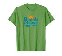 Beach Please: Soleggiate Vibrazioni costiere per Gli Amanti dell'Estate Maglietta, Uomo, Erba, L