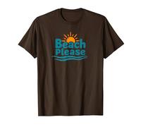Beach Please: Soleggiate Vibrazioni costiere per Gli Amanti dell'Estate Maglietta, Uomo, Marrone, L