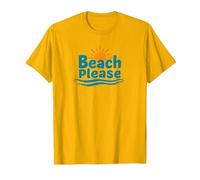 Beach Please: Soleggiate Vibrazioni costiere per Gli Amanti dell'Estate Maglietta, Uomo, Oro Brillante, XL