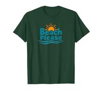 Beach Please: Soleggiate Vibrazioni costiere per Gli Amanti dell'Estate Maglietta, Uomo, Verde Foresta, XXL